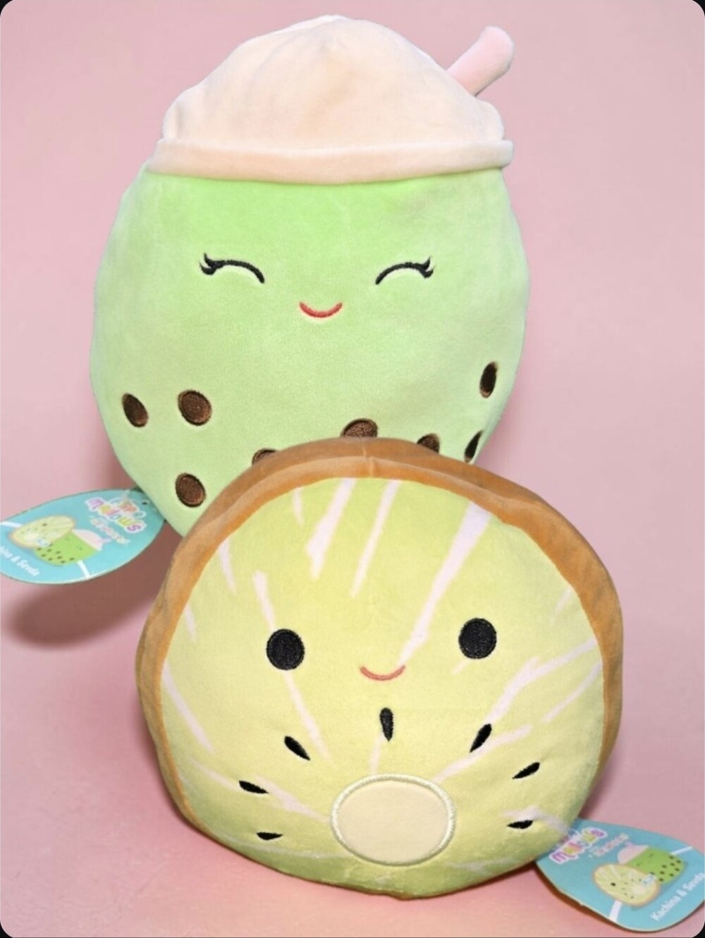 Squishmallow Flip A Mallows Kachina The Kiwi & Sevda The Boba Tea Plush